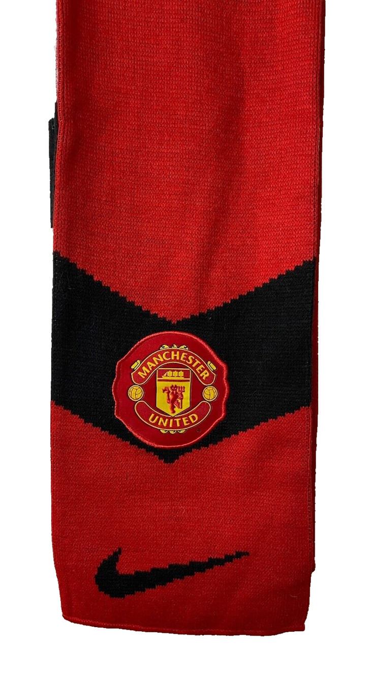 Pre-owned Manchester United/Nike Scarf Football Soccer Red, White, and Black